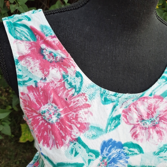 VTG 80s Honors Backless Floral Fit & Flare Dress S - Picture 5 of 16